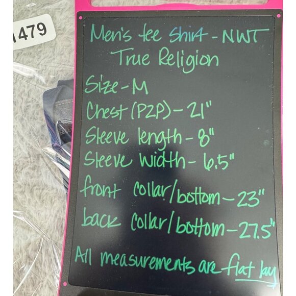 True Religion Mens Slim Fit Ace Tee Blue 100% Pima Cotton Size M NWT Holiday 201 - Picture 8 of 9